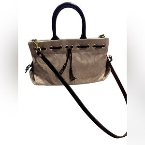 Vintage Dooney & Bourke Heart Signature Hearts Cream/Brown Handbag/Purse USA